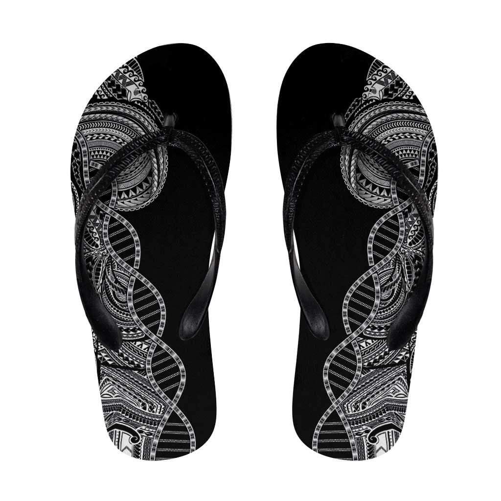 Samoan DNA Art Tattoo Flip Flops Polynesian Pattern Black Color
