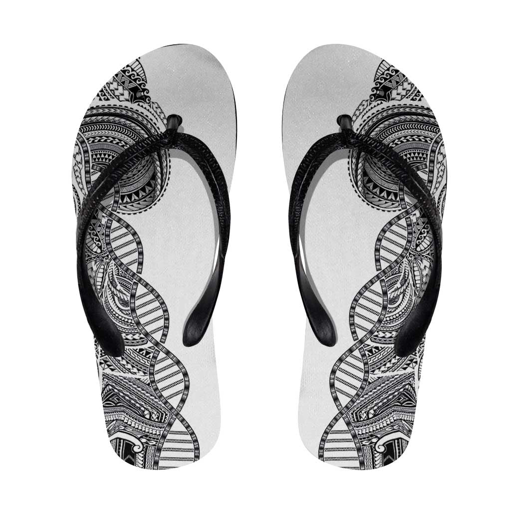Samoan DNA Art Tattoo Flip Flops Polynesian Pattern White Color