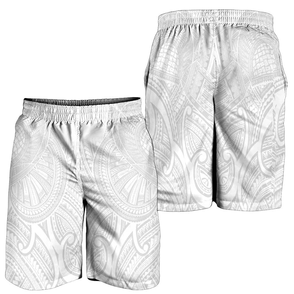Samoan Traditional Art Tattoos Shorts for Men Tatau Roman Reigns White Color LT03 - Polynesian Pride