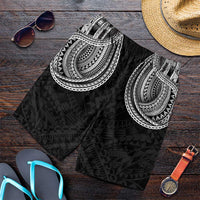 Samoan Traditional Art Tattoos Shorts for Men Tatau Tribal Motifs with Ula Fala Black LT03 Black - Polynesian Pride