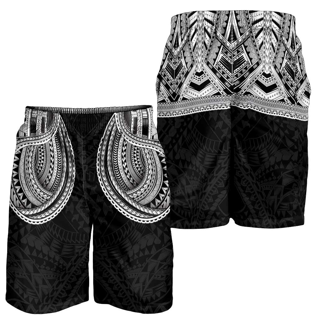 Samoan Traditional Art Tattoos Shorts for Men Tatau Tribal Motifs with Ula Fala Black LT03 - Polynesian Pride