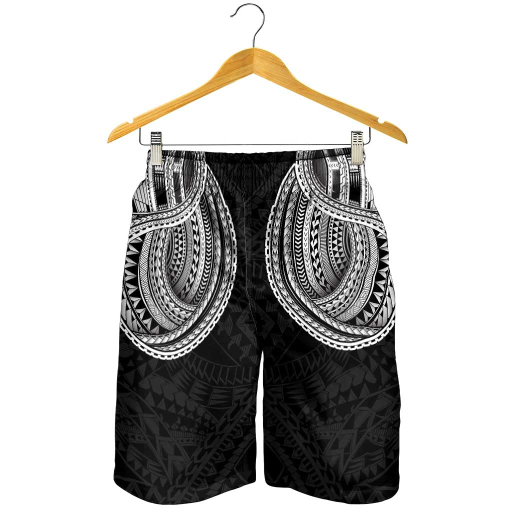 Samoan Traditional Art Tattoos Shorts for Men Tatau Tribal Motifs with Ula Fala Black LT03 - Polynesian Pride