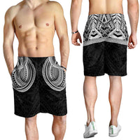 Samoan Traditional Art Tattoos Shorts for Men Tatau Tribal Motifs with Ula Fala Black LT03 - Polynesian Pride