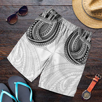 Samoan Traditional Art Tattoos Shorts for Men Tatau Tribal Motifs with Ula Nifo White LT03 White - Polynesian Pride
