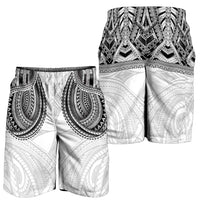 Samoan Traditional Art Tattoos Shorts for Men Tatau Tribal Motifs with Ula Nifo White LT03 - Polynesian Pride
