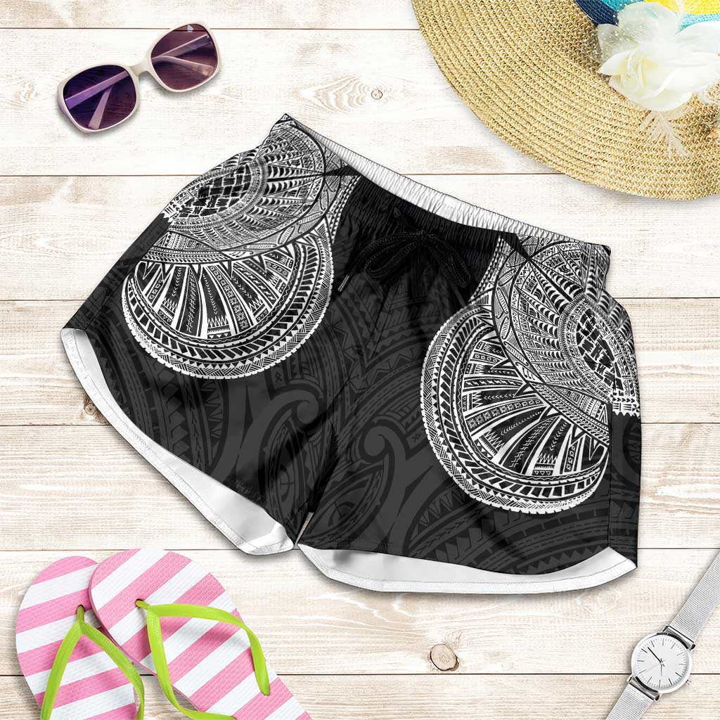 Samoan Traditional Art Tattoos Shorts for Women Tatau Roman Reigns Black Color LT03 Black - Polynesian Pride