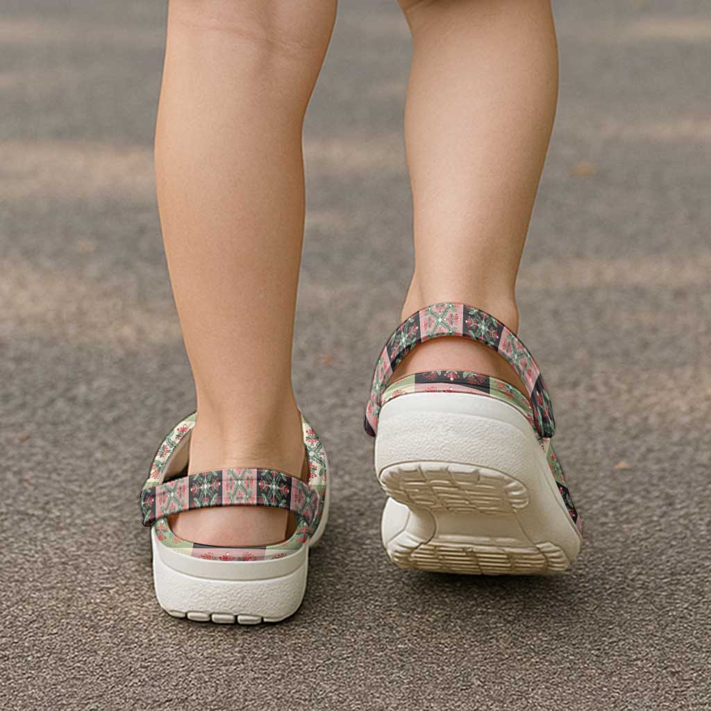 Seamless Pattern Pikake Lei Clogs Shoes Floral Squares Pikake - Polynesian Pride