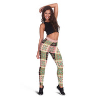 Seamless Pattern Pikake Lei Leggings Floral Squares Pikake - Polynesian Pride
