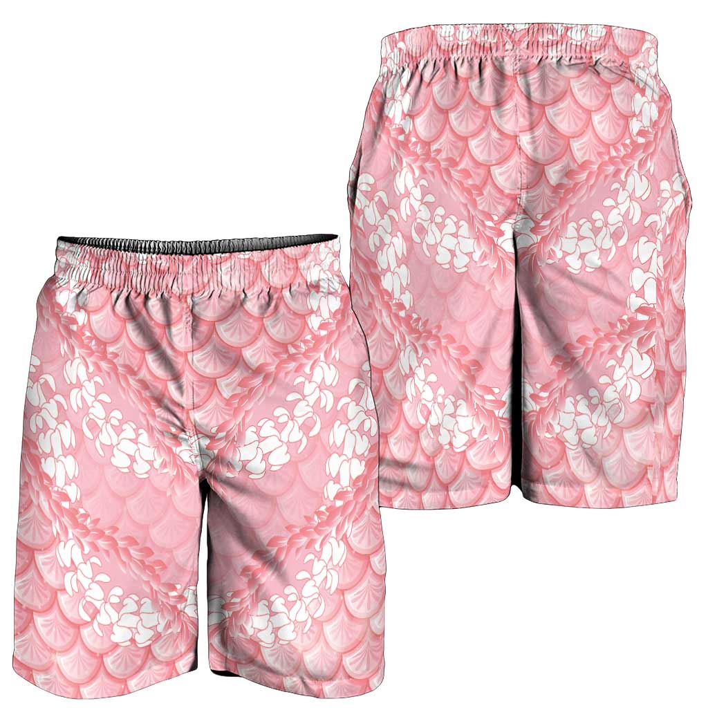 Soft Pink Mermaid Puakenikeni Maile Lei Shorts for Men