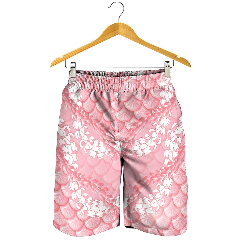 Soft Pink Mermaid Puakenikeni Maile Lei Shorts for Men