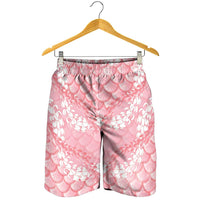 Soft Pink Mermaid Puakenikeni Maile Lei Shorts for Men