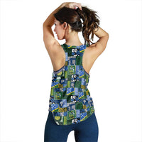 Solomon Islands Meri Kirihimete Women Racerback Tank Pacific Patchwork Xmas Vibes - Polynesian Pride
