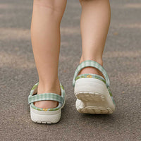 Squares Puakenikeni and Kalo Clogs Shoes Turquoise Palaka Hawaiian Quilt Pattern - Polynesian Pride
