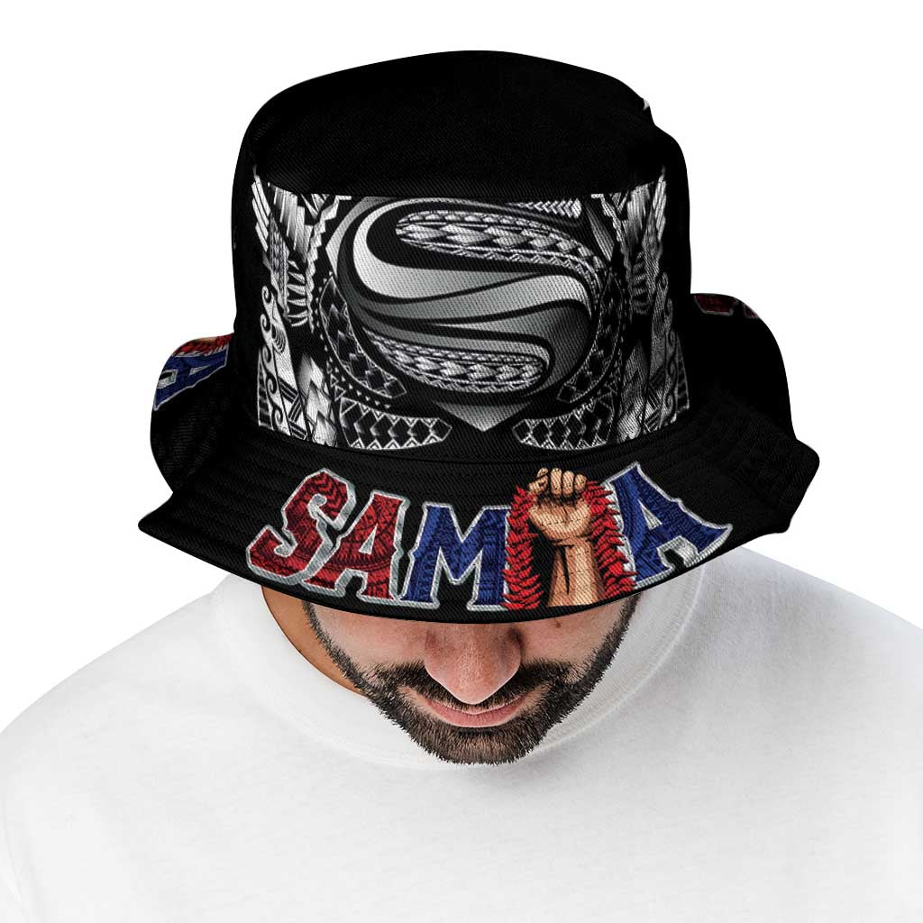 Super Samoa-Six Eight Five to The World Bucket Hat Traditional Samoan Tattoo Black Color LT03 - Polynesian Pride