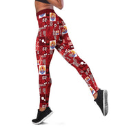 Tahiti Oaoa I Teie Noera Leggings Pacific Patchwork Xmas Vibes LT9 Red - Polynesian Pride