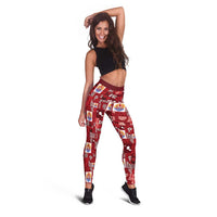 Tahiti Oaoa I Teie Noera Leggings Pacific Patchwork Xmas Vibes LT9 - Polynesian Pride