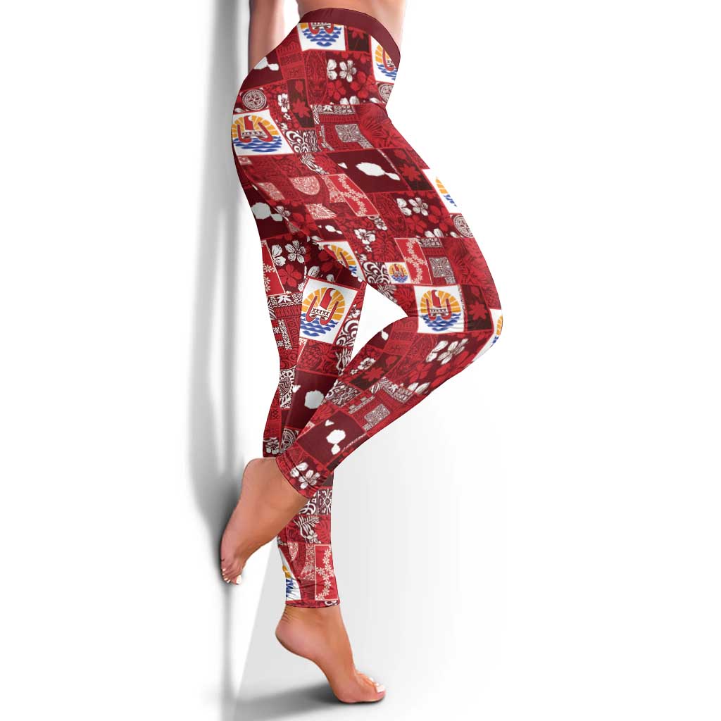 Tahiti Oaoa I Teie Noera Leggings Pacific Patchwork Xmas Vibes LT9 - Polynesian Pride