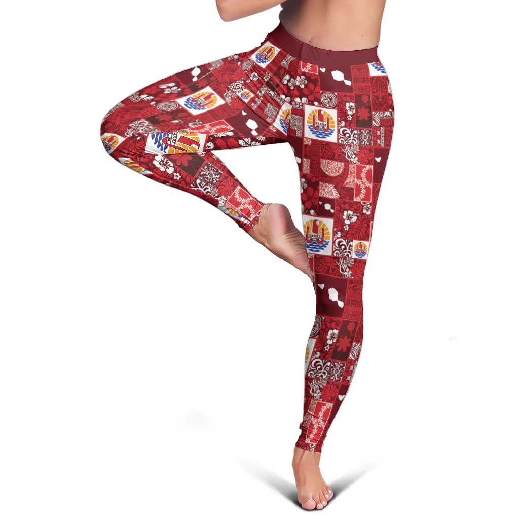 Tahiti Oaoa I Teie Noera Leggings Pacific Patchwork Xmas Vibes LT9 - Polynesian Pride
