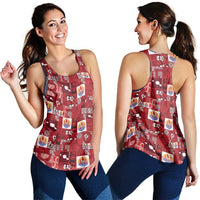 Tahiti Oaoa I Teie Noera Women Racerback Tank Pacific Patchwork Xmas Vibes LT9 - Polynesian Pride