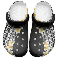 Tahiti Plumeria Tribal Pattern Clogs Shoes Wave Style Black LT05 Black - Polynesian Pride