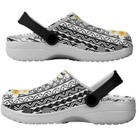 Tahiti Plumeria Tribal Pattern Clogs Shoes Wave Style Black LT05 - Polynesian Pride