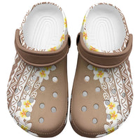 Tahiti Plumeria Tribal Pattern Clogs Shoes Wave Style Brown LT05 Brown - Polynesian Pride