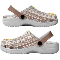 Tahiti Plumeria Tribal Pattern Clogs Shoes Wave Style Brown LT05 - Polynesian Pride