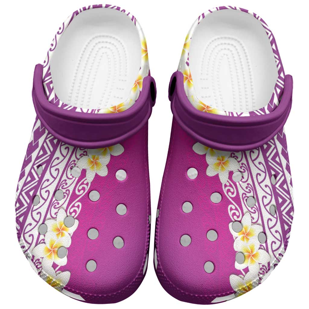 Tahiti Plumeria Tribal Pattern Clogs Shoes Wave Style Purple LT05 Purple - Polynesian Pride
