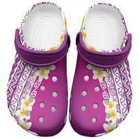 Tahiti Plumeria Tribal Pattern Clogs Shoes Wave Style Purple LT05 Purple - Polynesian Pride