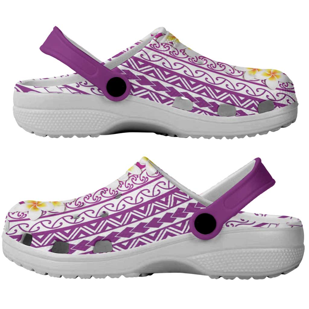 Tahiti Plumeria Tribal Pattern Clogs Shoes Wave Style Purple LT05 - Polynesian Pride