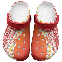 Tahiti Plumeria Tribal Pattern Clogs Shoes Wave Style Red LT05 Red - Polynesian Pride