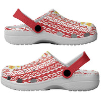 Tahiti Plumeria Tribal Pattern Clogs Shoes Wave Style Red LT05 - Polynesian Pride