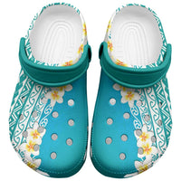 Tahiti Plumeria Tribal Pattern Clogs Shoes Wave Style Turquoise LT05 Turquoise - Polynesian Pride