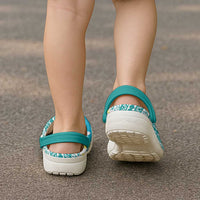 Tahiti Plumeria Tribal Pattern Clogs Shoes Wave Style Turquoise LT05 - Polynesian Pride