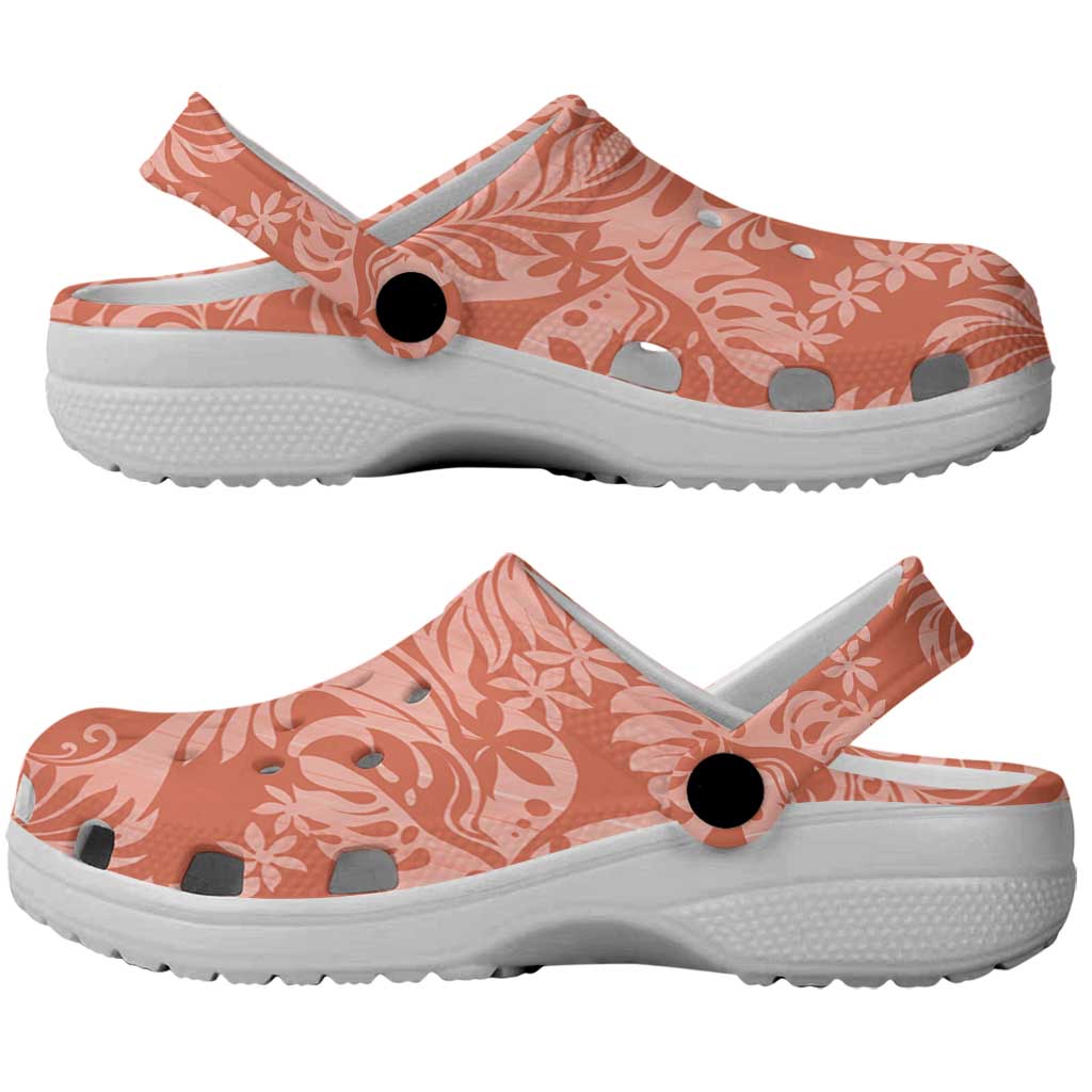 Tahiti Puatou Tiare Floral Clogs Shoes Monstera Palm Tropical Leaves - Polynesian Pride