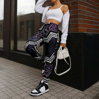 Taniko Aotearoa Mix Paua Shell Jogger Pants Niho Taniwha Lilac Glitter - Polynesian Pride