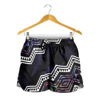 Taniko Aotearoa Mix Paua Shell Shorts for Women Niho Taniwha Lilac Glitter LT01 - Polynesian Pride