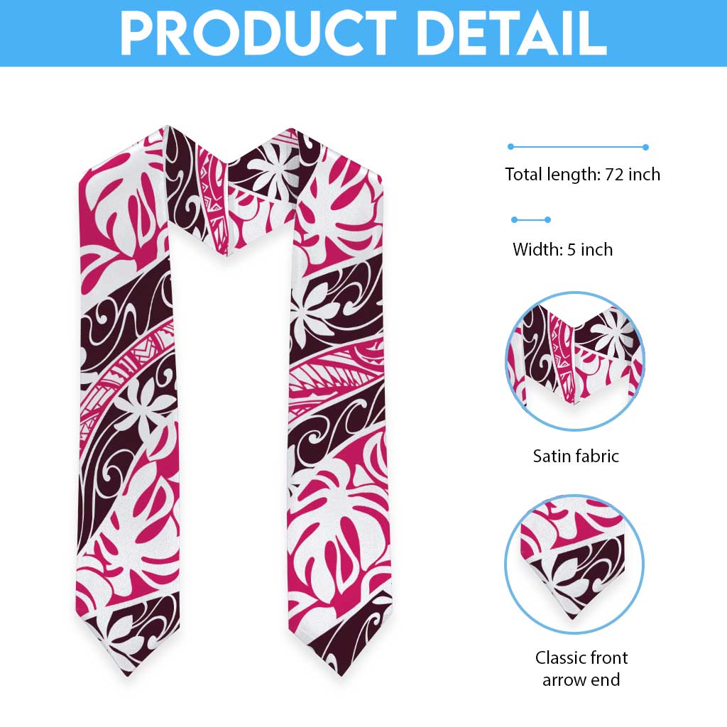 Tarona Tahiti Tiare Monstera Graduation Stole Polynesian Pattern Curve Style