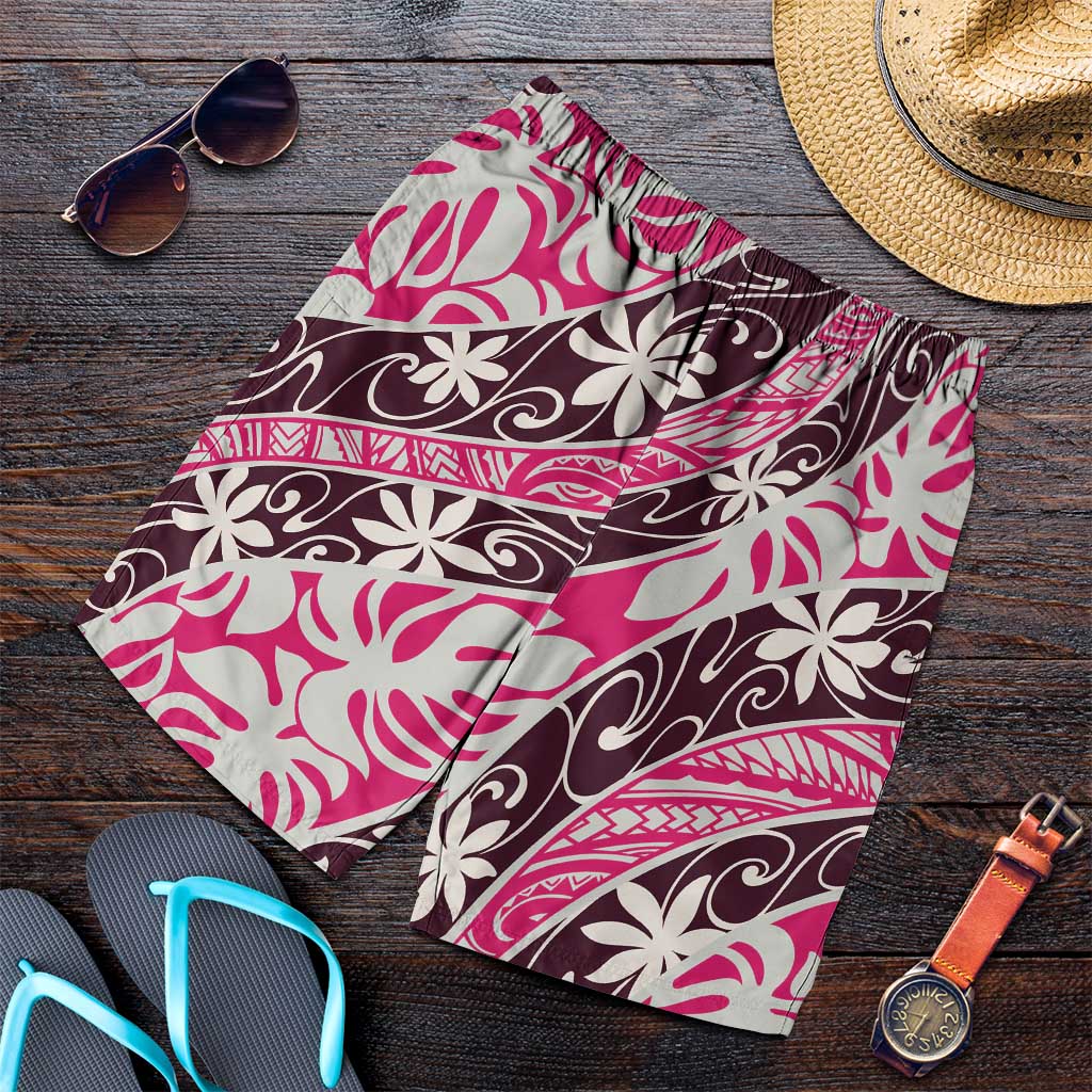 Tarona Tahiti Tiare Monstera Shorts for Men Polynesian Pattern Curve Style - Polynesian Pride