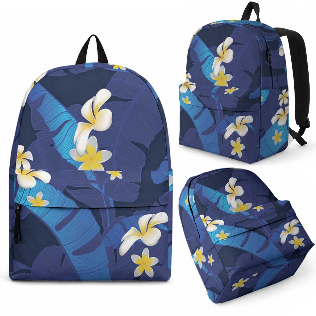 Teal Purple Banana Leaf Hawaii Backpack Lau Maia Plumeria Tropical Summer Vibes LT14 - Polynesian Pride