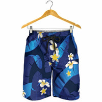 Teal Purple Banana Leaf Hawaii Shorts for Men Lau Maia Plumeria Tropical Summer Vibes LT14 - Polynesian Pride