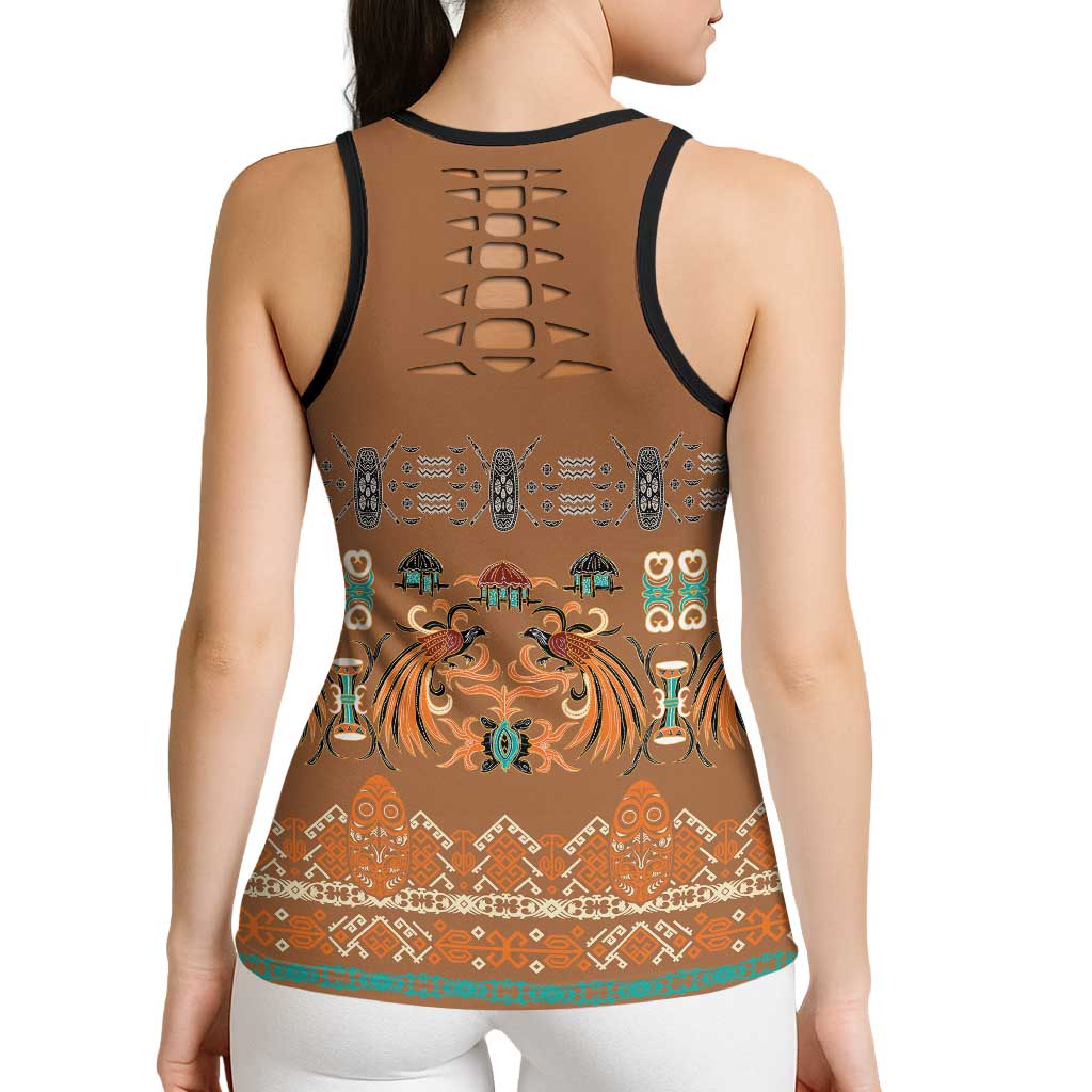 Terracotta Batik Papua-inspired Pattern Hollow Tank Top - Polynesian Pride