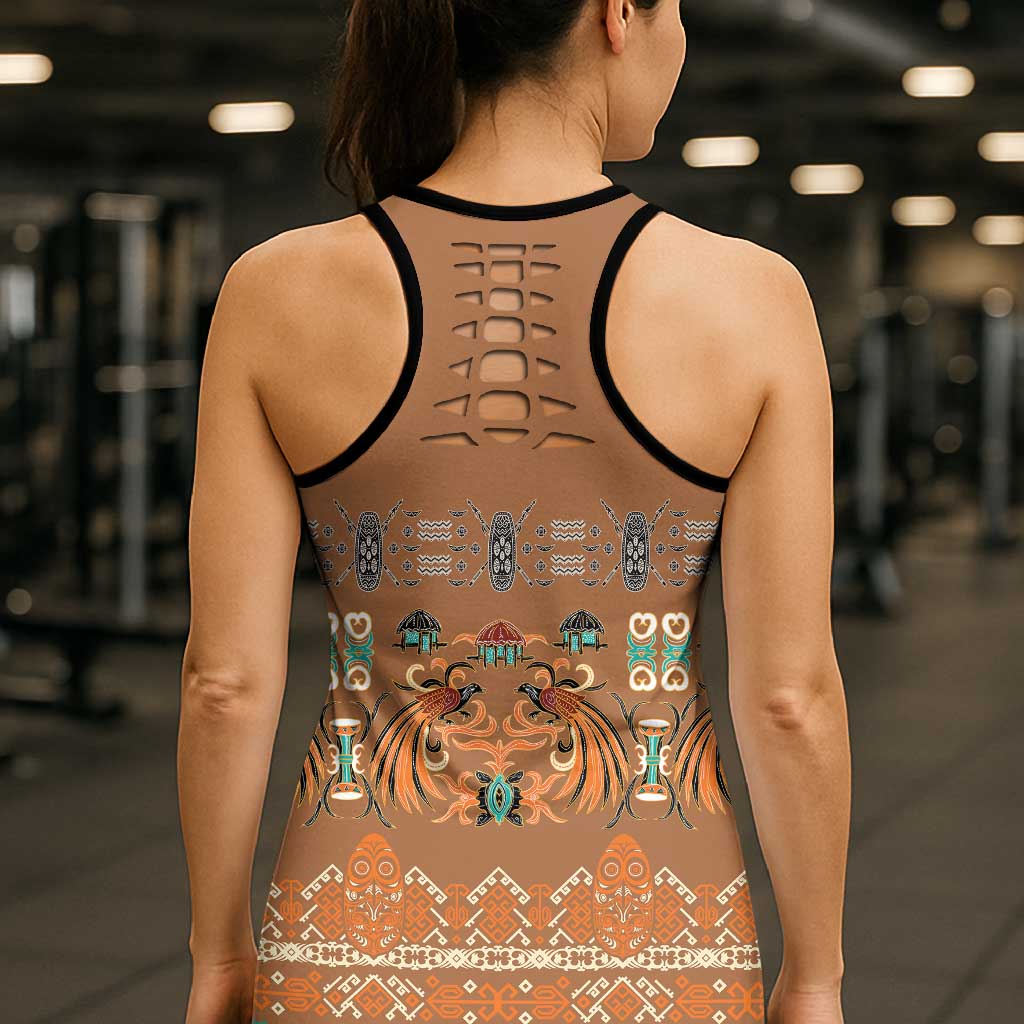 Terracotta Batik Papua-inspired Pattern Hollow Tank Top - Polynesian Pride