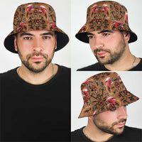 Terracotta Bird of Batik Papua Bucket Hat Exotic Natural Wealth of Papua LT9 - Polynesian Pride