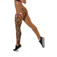 Terracotta Bird of Batik Papua Leggings Exotic Natural Wealth of Papua LT9 Gold - Polynesian Pride