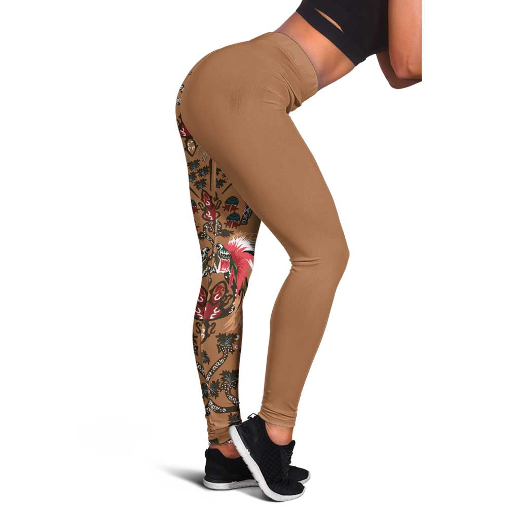 Terracotta Bird of Batik Papua Leggings Exotic Natural Wealth of Papua LT9 - Polynesian Pride