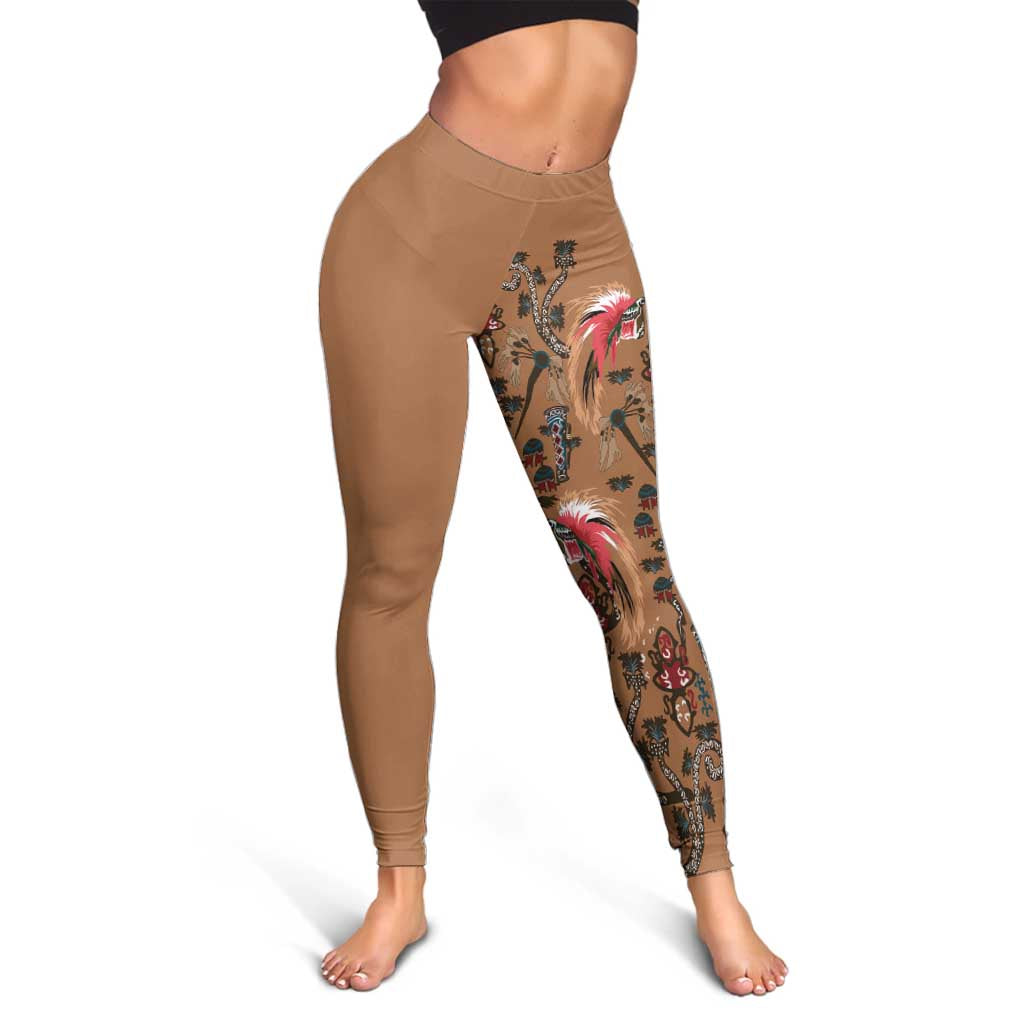Terracotta Bird of Batik Papua Leggings Exotic Natural Wealth of Papua LT9 - Polynesian Pride