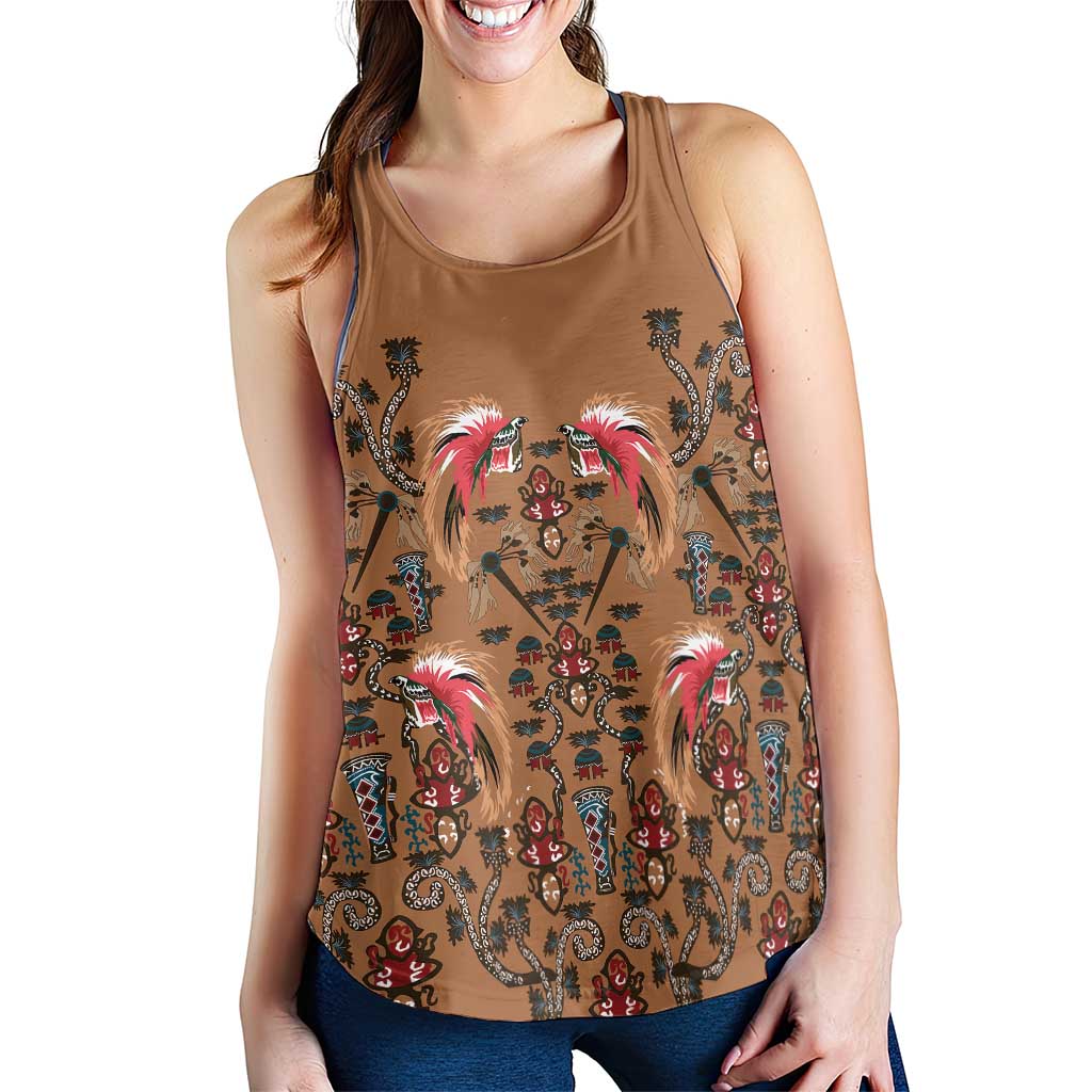 Terracotta Bird of Batik Papua Women Racerback Tank Exotic Natural Wealth of Papua LT9 - Polynesian Pride