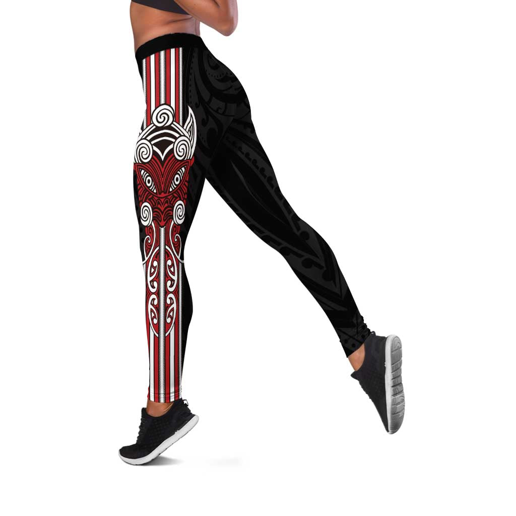 Toitu Te Reo Maori - Toitu Te Whenua - Toitu Te Tiriti Leggings - Maori Warrior New Zealand LT01 Black - Polynesian Pride