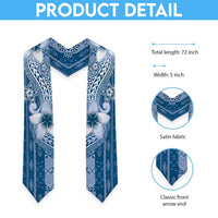 Tonga Kupesi Ngatu Graduation Stole Vintage Blue Plumeria LT05 - Polynesian Pride